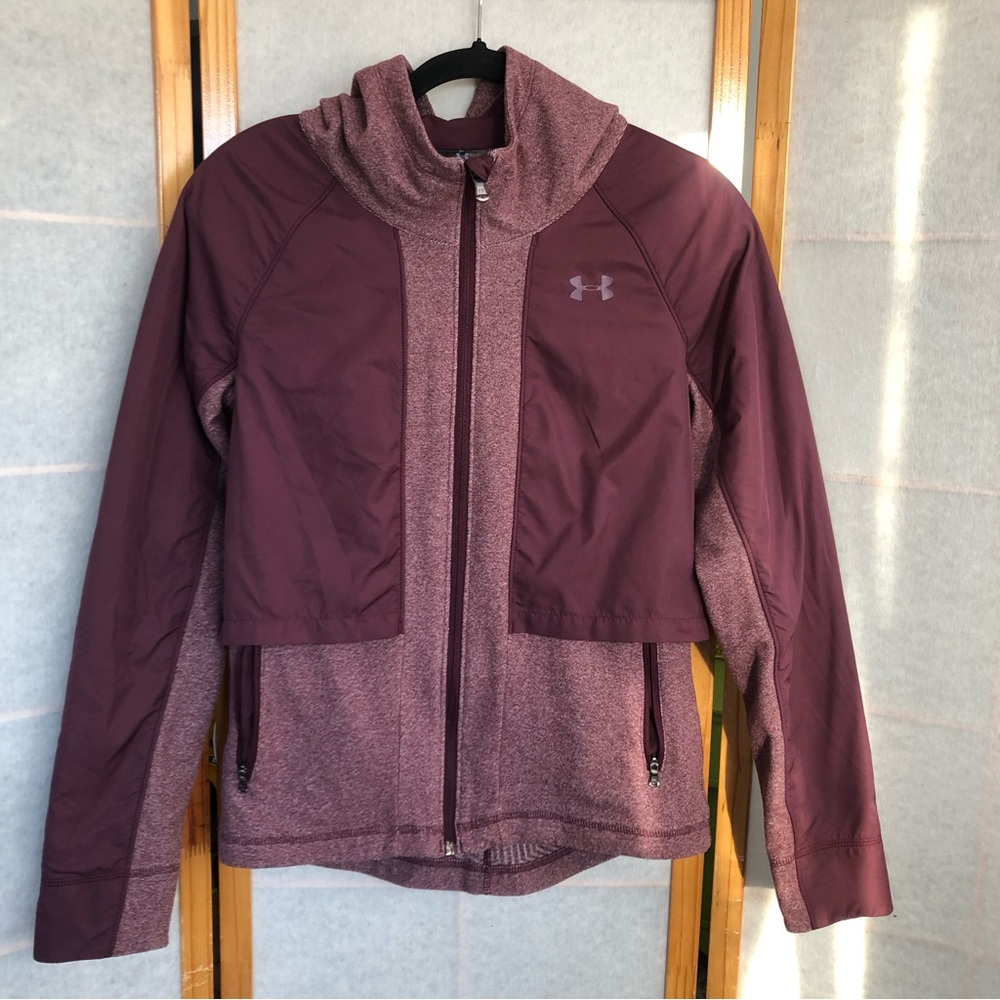 Women's XS Under Armour Maroon Survivor Hybrid Full-ZIp Hoodie ColdGear Jacket